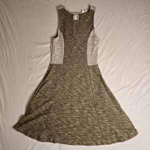 ROXY Small Brown Dress Knit Heathered Sleeveless Pockets Back Keyhole
